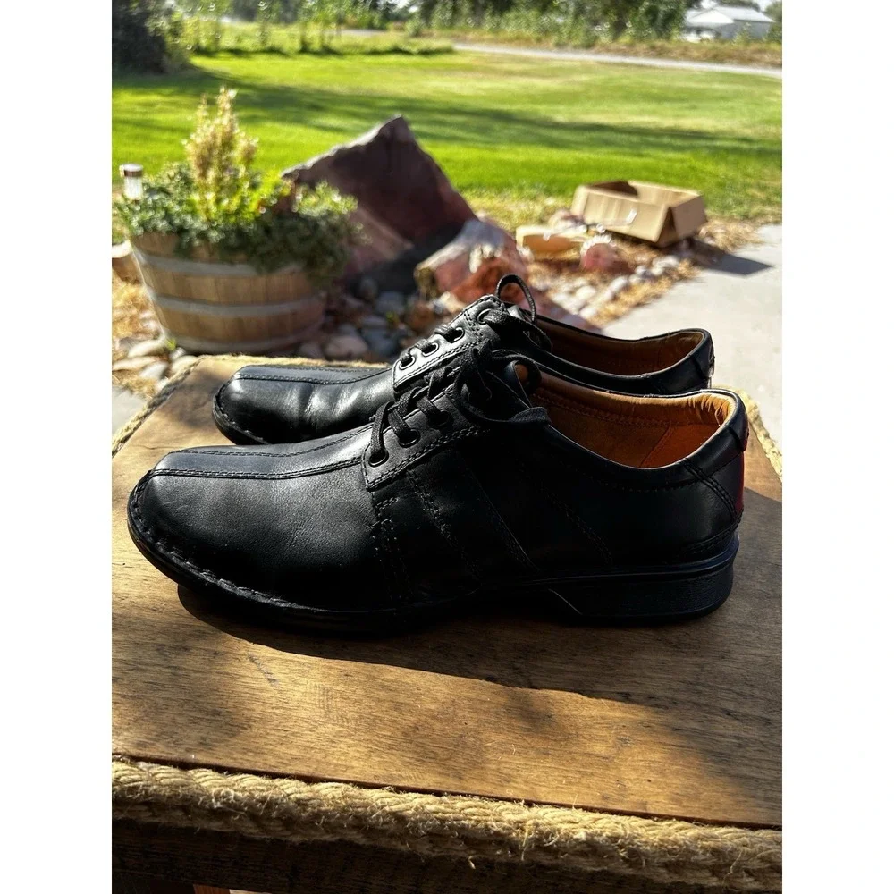 Clarks Touareg Vibe Mens 11 M Black Leather Oxford Comfort Dress Shoes Box